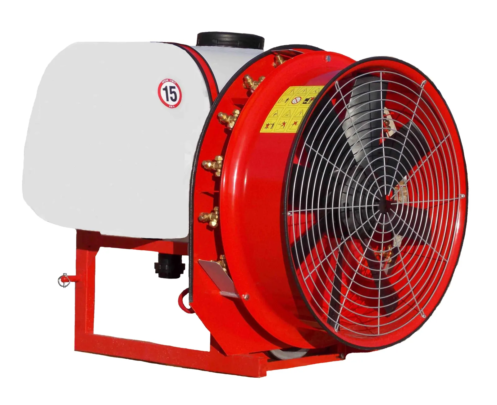 Nošeni atomizer AGRON od 450 litara, beli rezervoar i veliki crveni ventilator